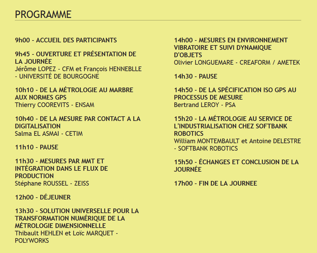 Programme Journée technique Essentiel de la metrologie